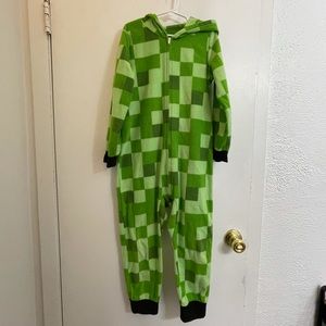 Boys Minecraft creeper hooded onesie